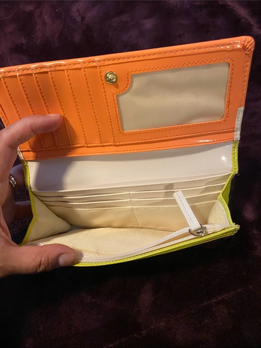 Strada Orange and Cream Tri-Panel Women's Wallet